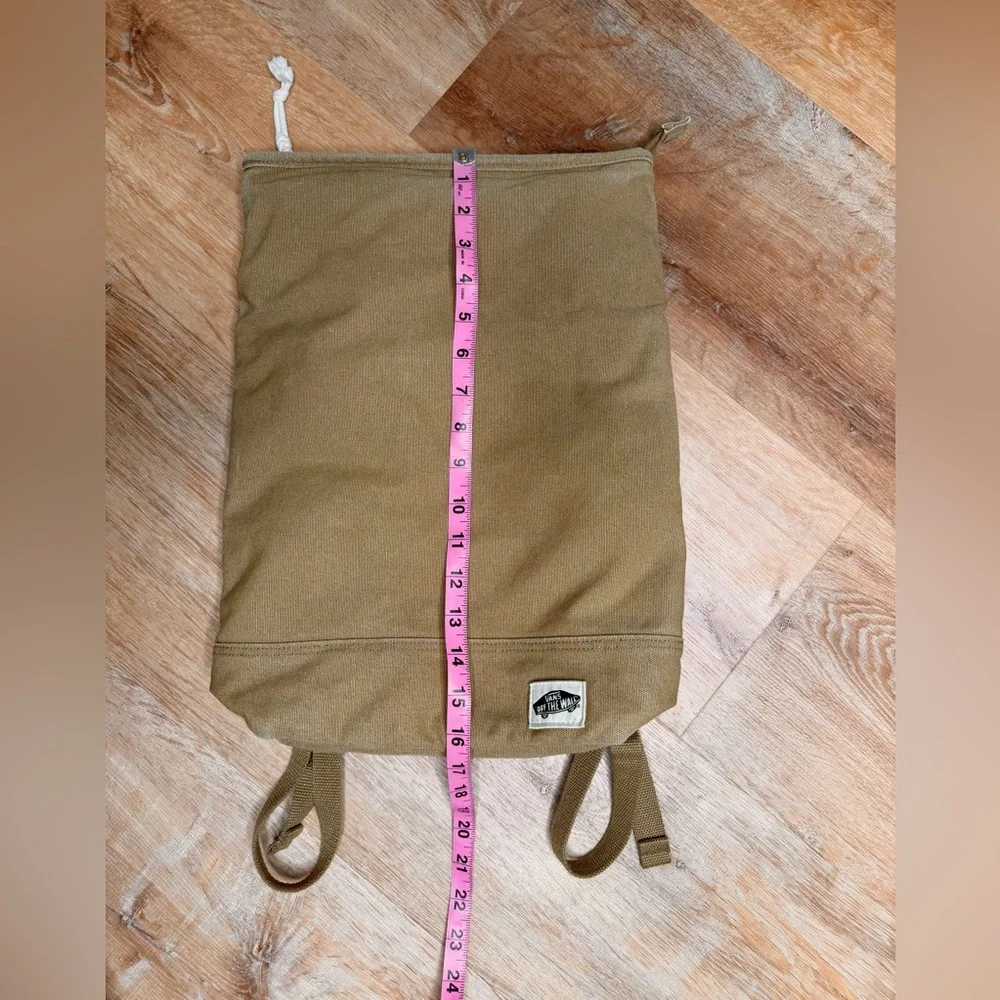 Vans Off The Wall - Brown Canvas Backpack, Zip top, Foldover Bag - Picture 4 of 9